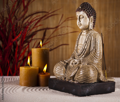 Obraz na płótnie canvas trzyczęściowy "tryptyk" Budda w koncepcyjnym zen