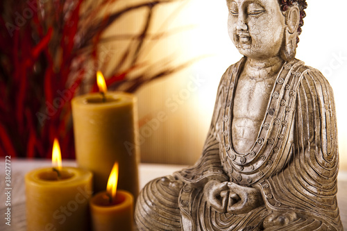 Obraz na płótnie canvas czteroczęściowy "tetraptyk" Budda w koncepcyjnym zen