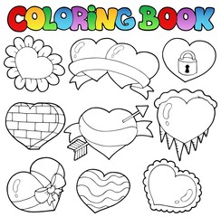 Canvas Print - Coloring book hearts collection 1