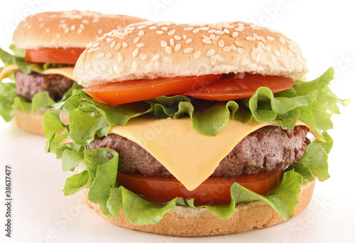 Board z aluminiowym obramowaniem Hamburger na białym tle