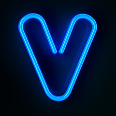 Poster - Neon Sign Letter V