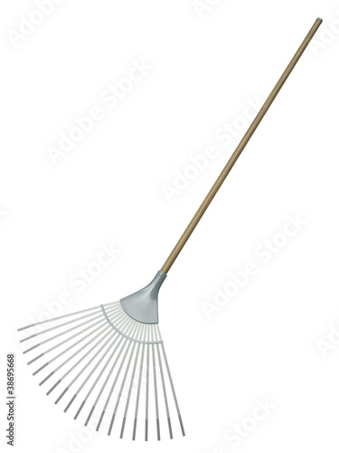 Cuadros en Lienzo Leaf rake isolated on white background. 3D render.