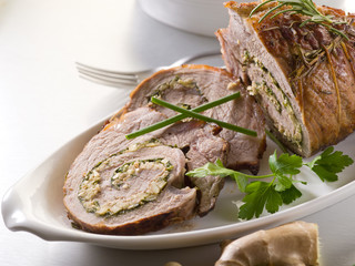 Poster - rolled veal stuffed with nuts, ginger and parsley