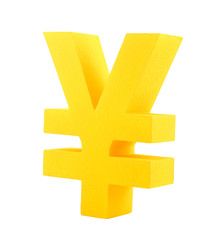 Golden yen symbol isolated on white