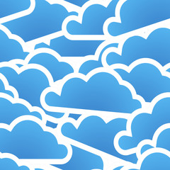 Fototapete - Group of blue clouds seamless background