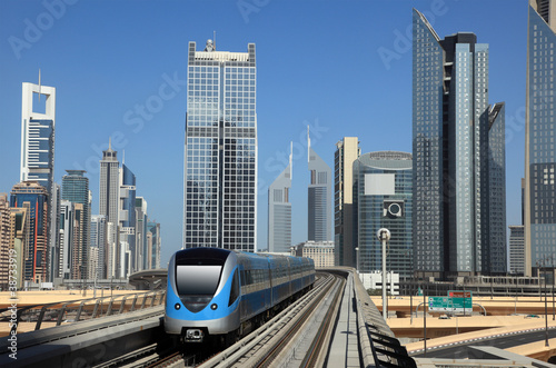Fotoboard na płycie Pociąg metra centrum w Dubaju, zjednoczone emiraty arabskie