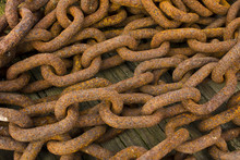 Bunch Of Rusting Steel Chains