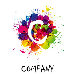 Canvas Print - splash logo letter c # vector