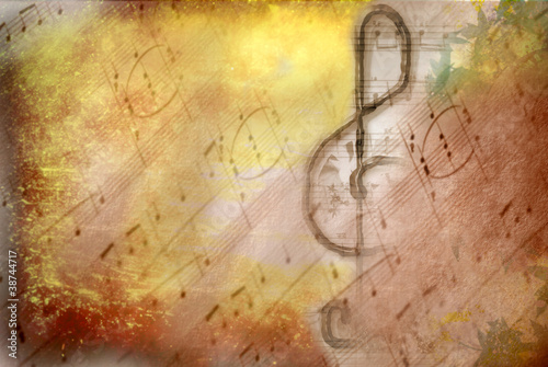 Board z aluminiowym obramowaniem Grunge treble clef plakat muzyczny