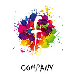 Canvas Print - splash logo letter f # vector