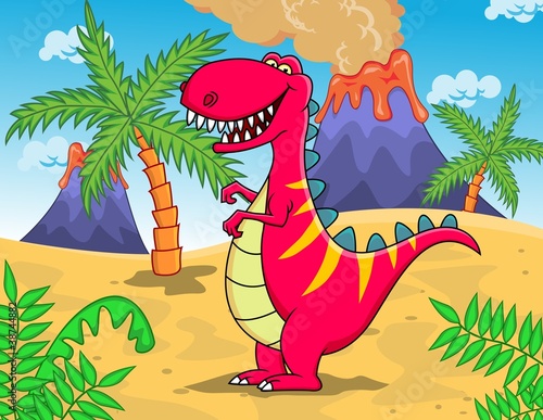 Obraz w ramie Dinosaur Cartoon