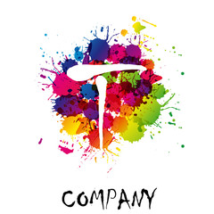 Canvas Print - splash logo letter t # vector