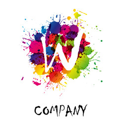Canvas Print - splash logo letter w # vector