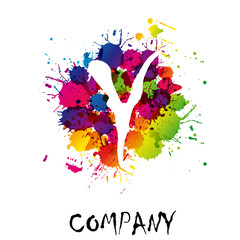 Canvas Print - splash logo letter y # vector