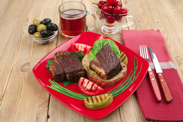 Poster - beef garnished with vegetables