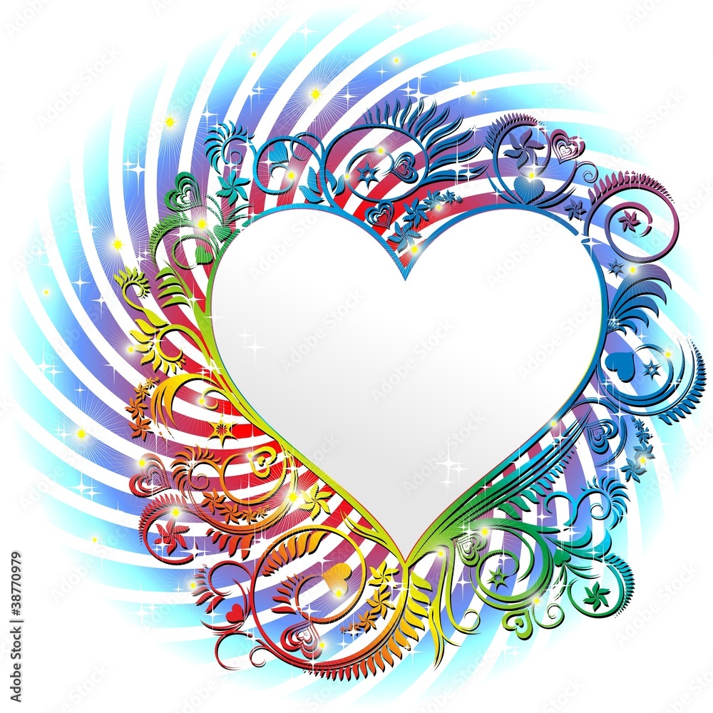 Cuore Sfondo Arcobaleno Astratto Ornamental Rainbow Heart Poster Posters Bluedarkart