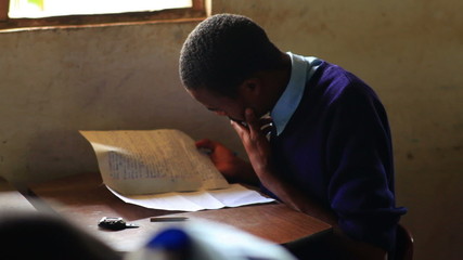Wall Mural - Testing in a classroom in a school in Kenya.