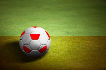 Flag of Poland with soccer ball over grass - Euro 2012