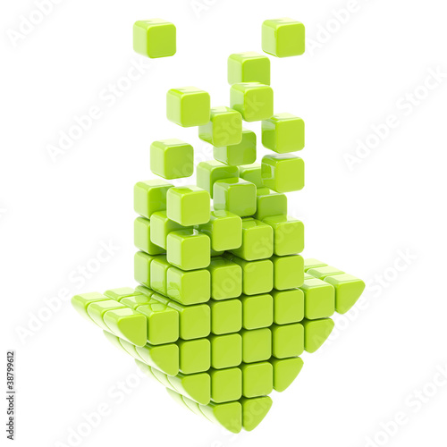 Download icon made of glossy cubes