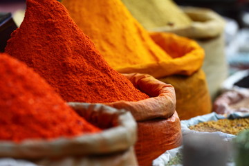 Poster - Traditional spices market in India.