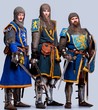 © Nejron Photo - Three medieval knights isolated on grey background.
