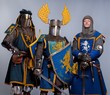 © Nejron Photo - Three medieval knights isolated on grey background.