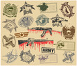Set of stamps of military symbols