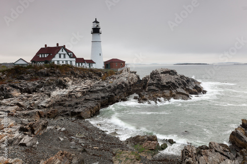Board z aluminiowym obramowaniem Światło głowy Portland, Cape Elżbieta, maine, usa