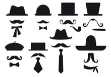Mustache And Hats, Vector Set