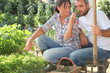Farmer and wife gardening