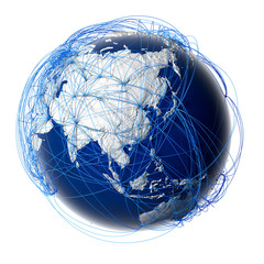 Wall Mural - major global aviation routes on the globe
