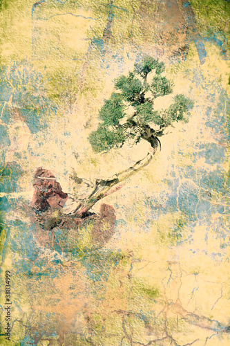 Board z aluminiowym obramowaniem Stary pergamin bonsai