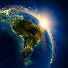 Wall Mural - main air routes in south america
