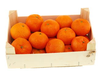 Poster - fresh tangerines in a wooden crate box