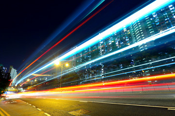 Poster - highway car light trails