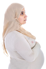 Wall Mural - Arabic Muslim pregnant woman wearing traditional clothes