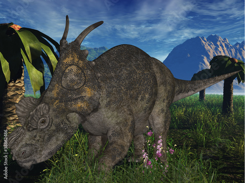 Board z aluminiowym obramowaniem Achelousaurus - 3d dinozaur
