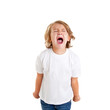 children kid screaming expression on white