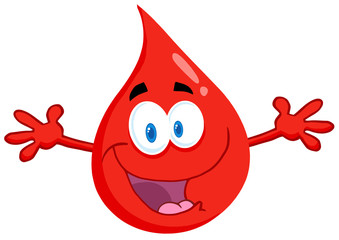 Wall Mural - Happy Red Blood Drop With Welcoming Open Arms