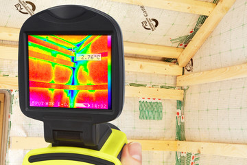 Wall Mural - thermography showing weak spots in the thermal insulation