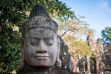 Papier Peint - Head of gate guardian, Angkor, Cambodia