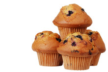 Isolated Pile Of Blueberry Muffins