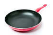 Red frying pan with teflon nonstick covering