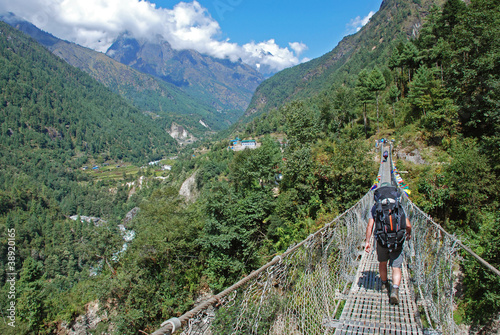 Naklejka samoprzylepna Trekking w Himalajach, w Nepalu
