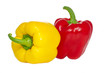 Gelbe und rote Paprika auf weißem Hintergrund
