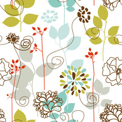 Poster - Spring plants seamless pattern