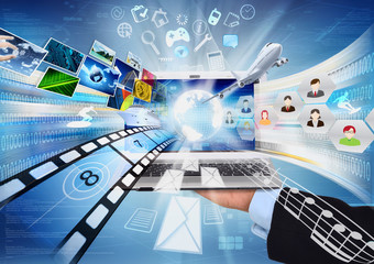 Canvas Print - laptop for internet and multimedia sharing