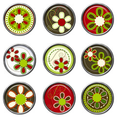 3D buttons - Floral