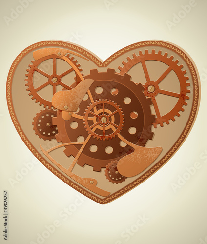 Obraz na płótnie canvas dwuczęściowy "dyptyk" Steampunk serca