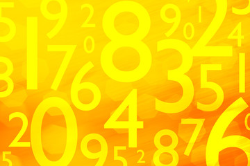Wall Mural - Fond orange - Chiffres - Mathématiques